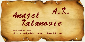 Anđel Kalanović vizit kartica
